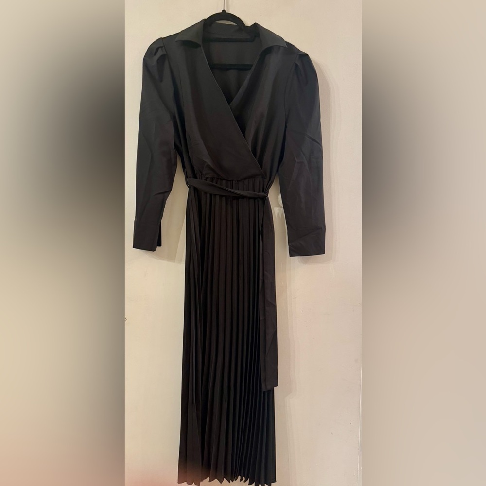 Elegant Large Black Wrap Dress